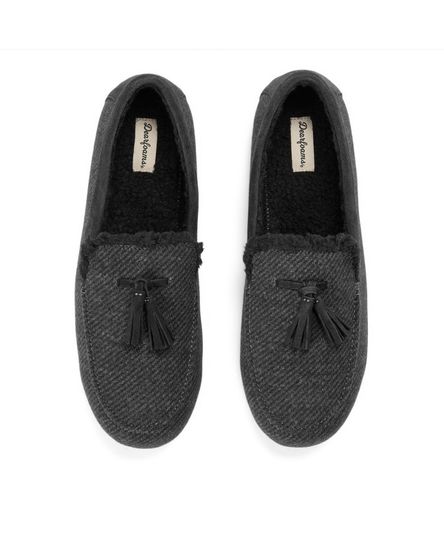Мужские тапочки Dearfoams Perkins Moccasin Slippers, цвет: Чёрный — фото 4