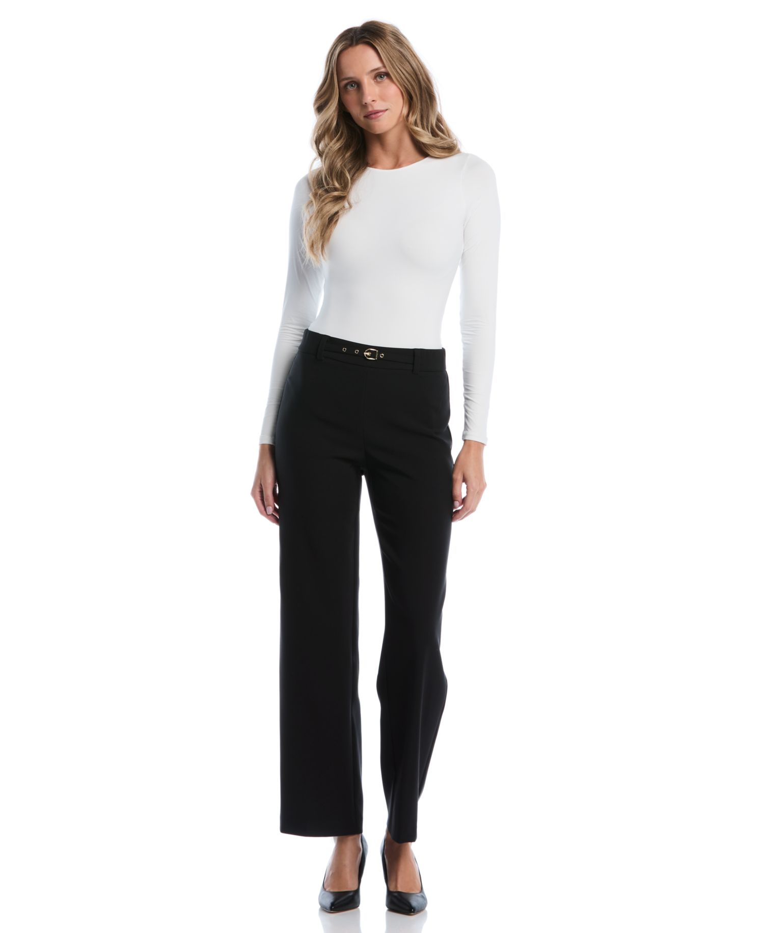 Petite Novelty Pull-On Wide-Leg High-Rise Pants