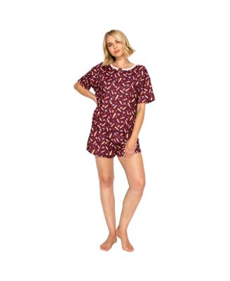 Women's Yummy Henley Short-Sleeve Ribbed-Jersey Top and Shorts Set