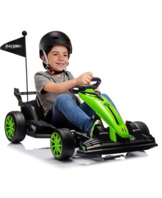 High-Speed 24V Drift Go Kart, Adjustable Seat, Dual Motors, Up to 8.5MPH, EVA Silent Wheels, Max 135lbs