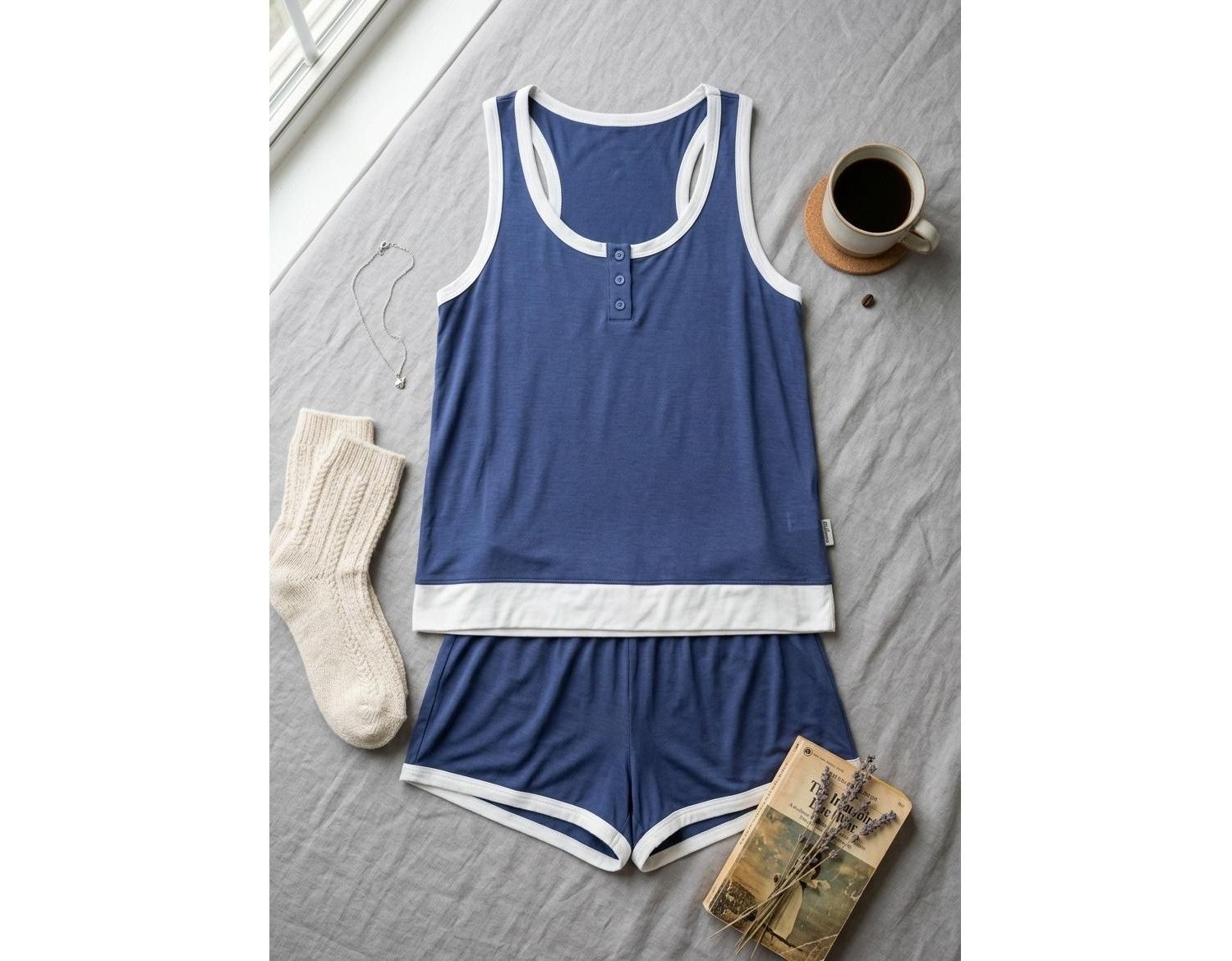 Women's Yummy Jersey Knit Racerback Tank and Shorts Set