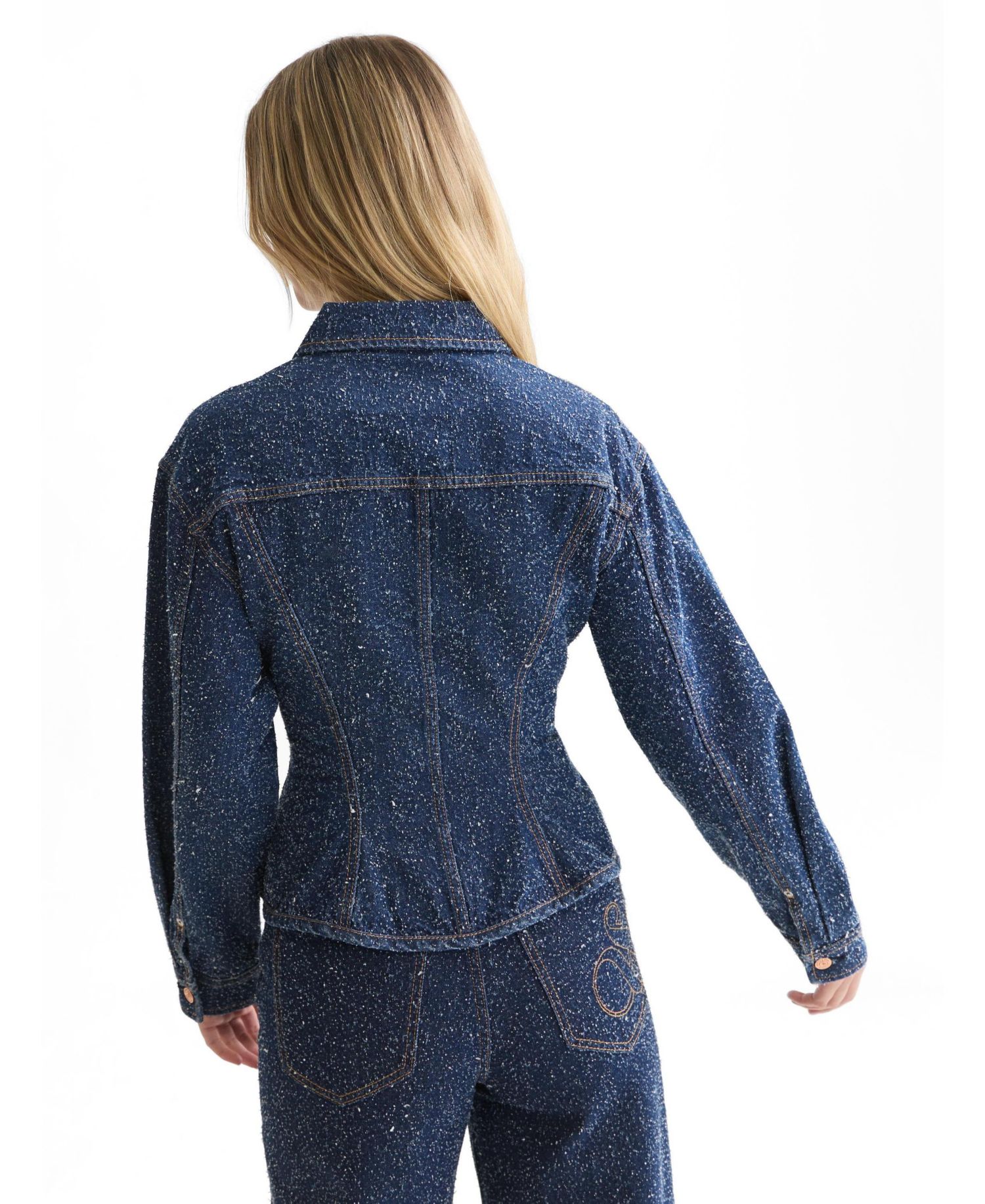 Women's Peplum Waisted Denim Jacket Deep Weave