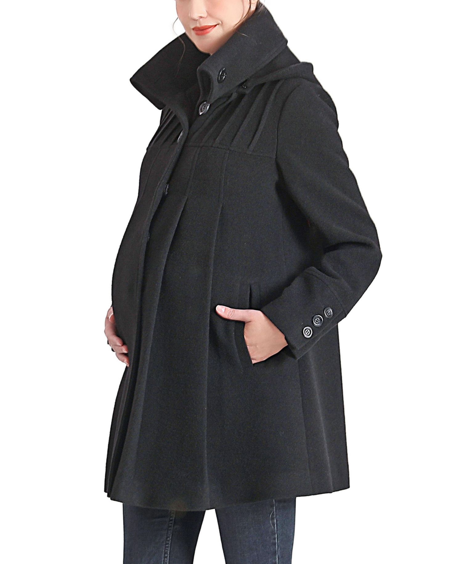 Maternity Aela Hooded A-Line Wool-Blend Coat
