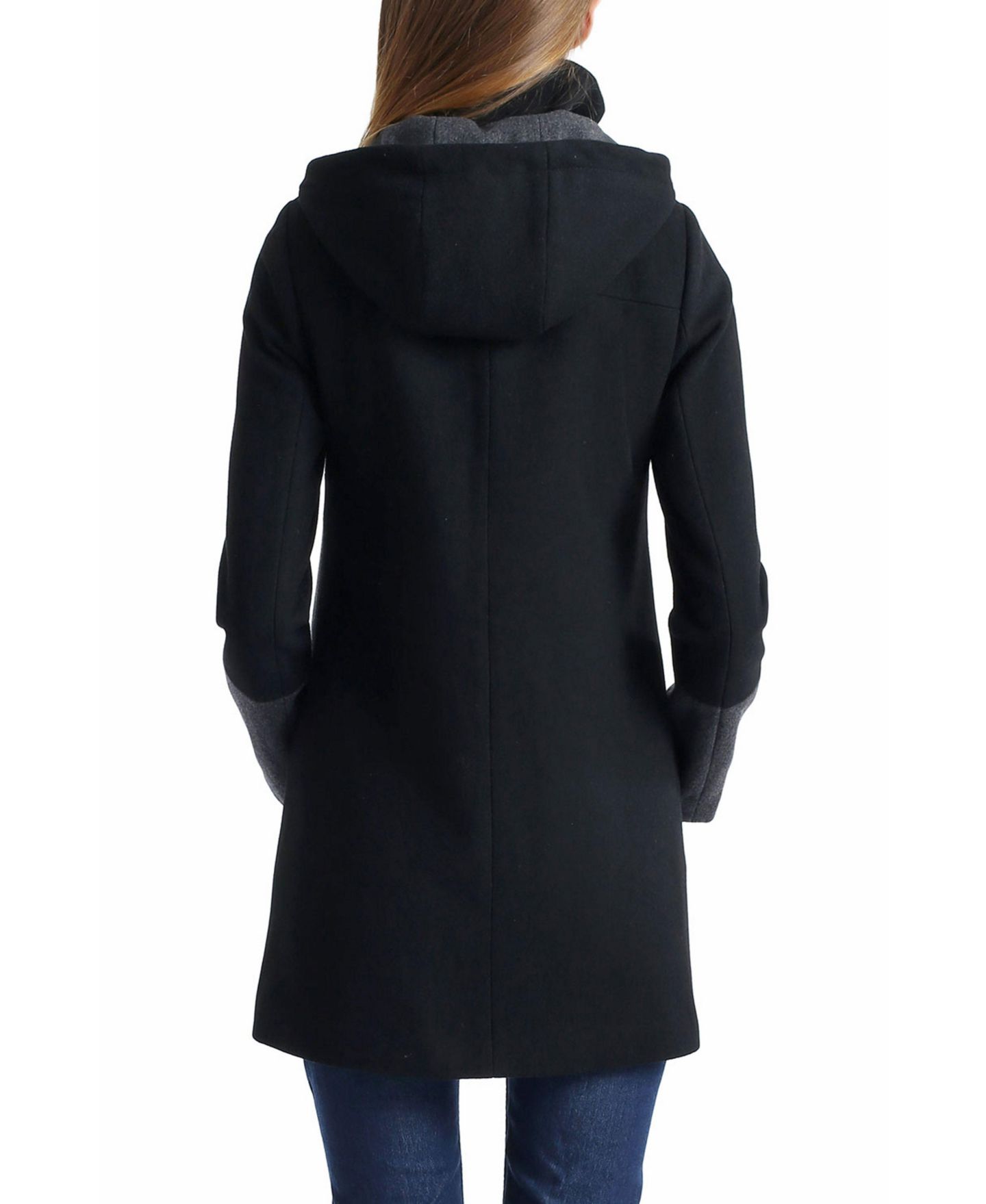 Женское пальто kimi + kai Maternity Tessa Hooded Wool-Blend Colorblock, цвет: Чёрный — фото 4