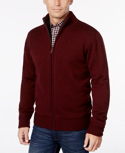 Weatherproof Vintage Men's Lined Zip-Front Cardigan, Classic Fit