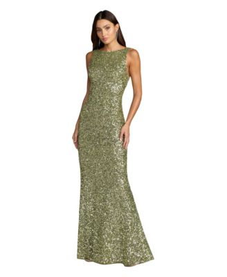 Women's High-Neck Sequin Open-Back Gown