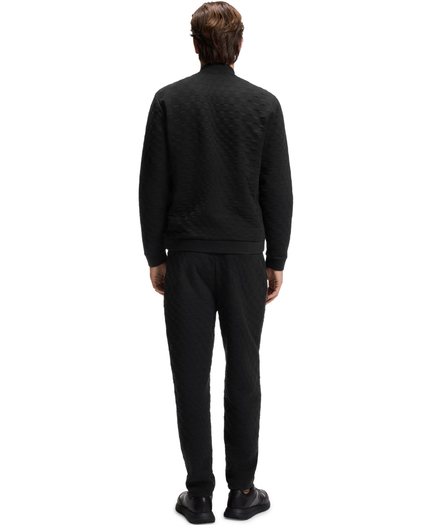 Мужской свитшот Hugo Boss x Porsche Regular-Fit Check Jacquard, цвет: Чёрный — фото 3
