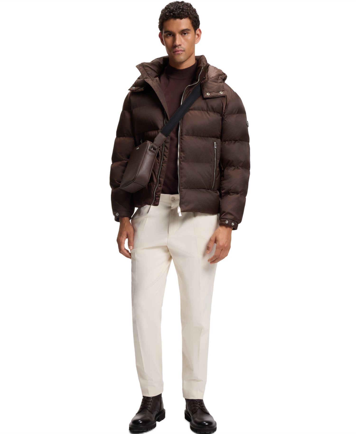 BOSS by Men's Water-Repellent Padded Jacquard Jacket
