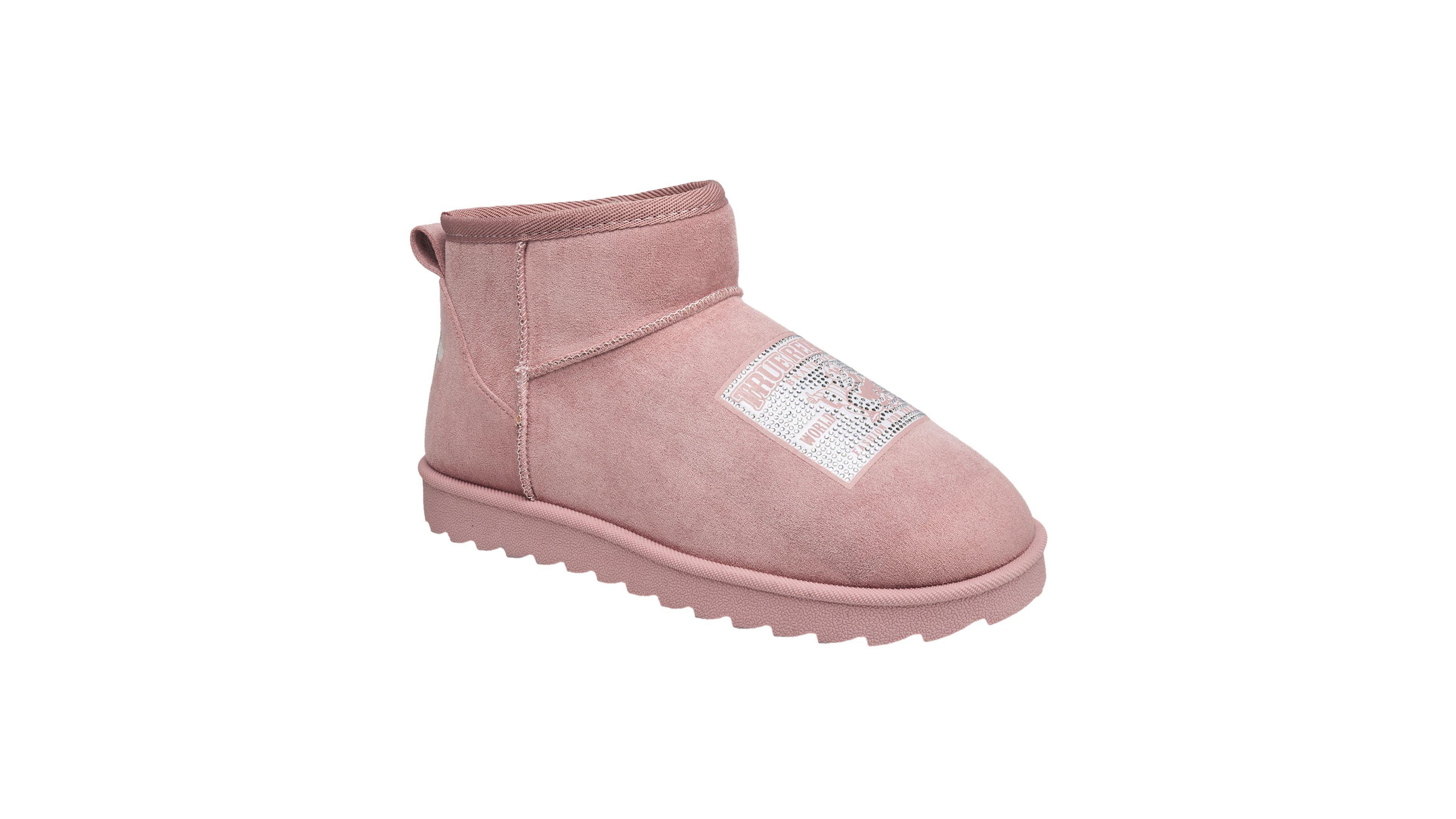 True Religion Women's Zara Faux Suede Patch Logo Boot