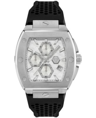Hexagon Phantom Men's Black Silicone Strap Watch 44mm