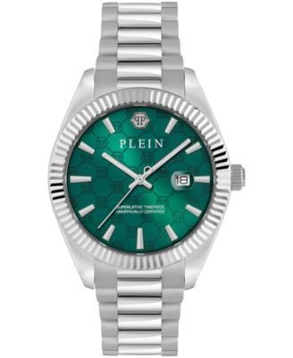 Date Superlative Men's Silver Stainless Steel Bracelet Watch 40mm
