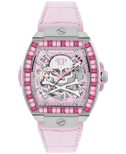 Мужские часы Philipp Plein Skeleton 2.0 Pink Calf Leather Strap Watch 44mm