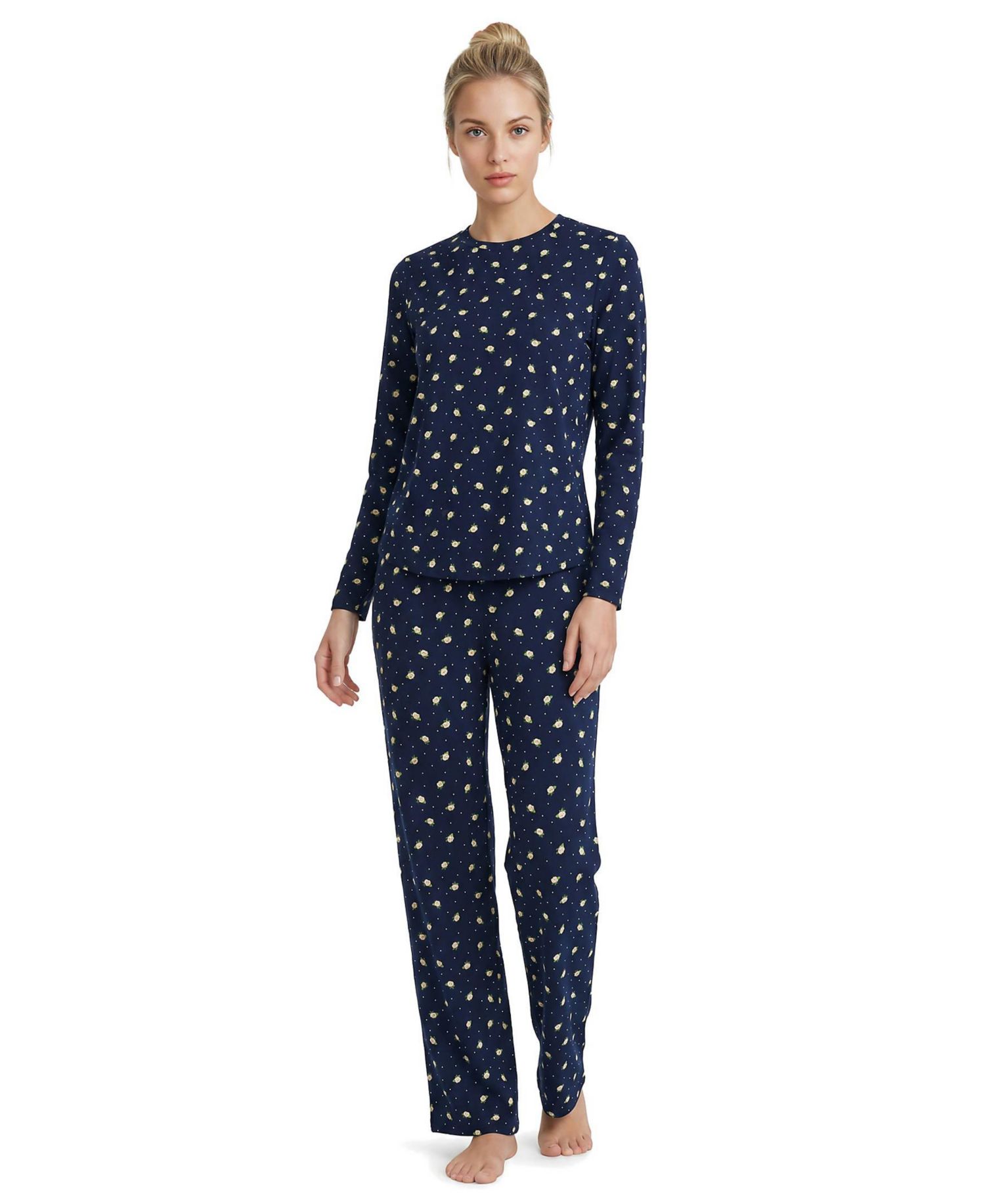 Women's Cooling Striped Long-Sleeve Top and Pants Pajama Set