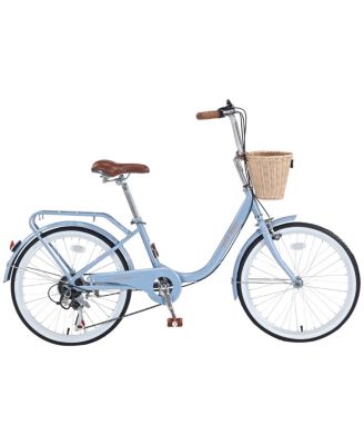 7 Speed City Bike With Basket , Steel Frame, 22 Inch Kids Bicycle