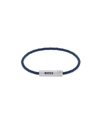 Men's Ares Air Stainless Steel Blue Leather Bracelet