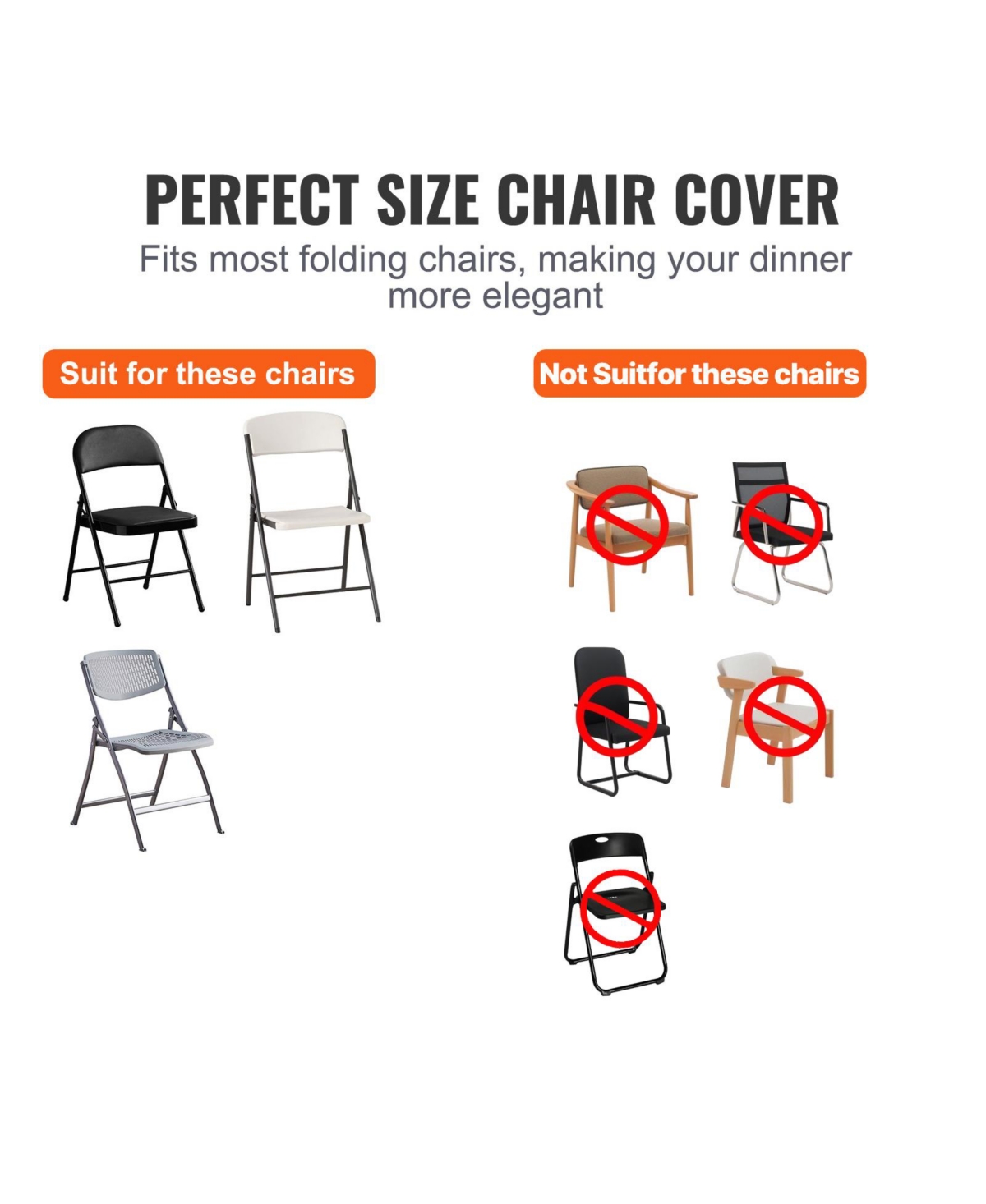 Sugift 50Pieces Stretch Spandex Folding Chair Covers Removable Washable Protective Slipcovers Universal Fit