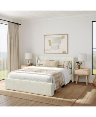 Modern Upholstered Bed,Cream