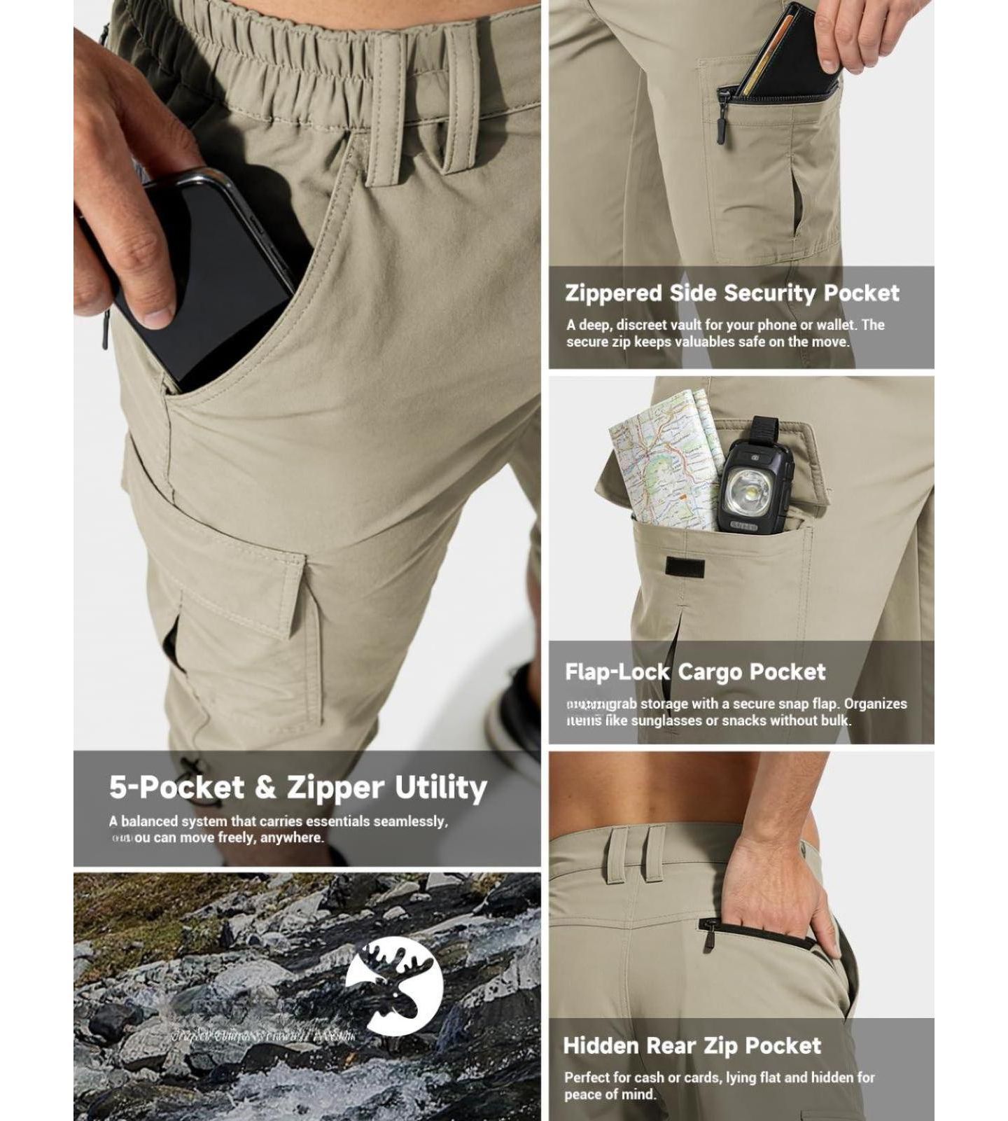 Мужские шорты Piscifun Quick Dry Capri Cargo Shorts 5 Pockets Hiking Fishing Athletic Wear, цвет: Зелёный, вариант 1 — фото 5