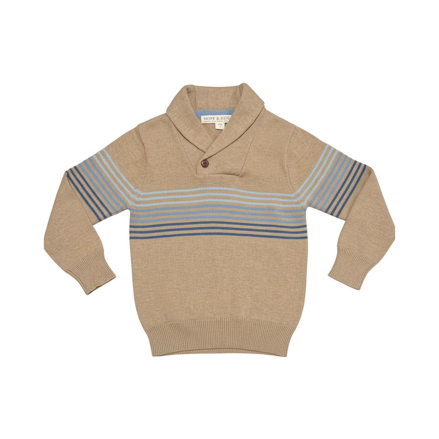 Little Boys (5-7) Organic Shawl Collar Stripe Sweater