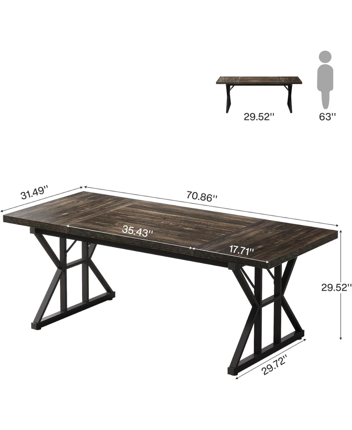 Tribesigns 70.86-Inch Large Executive Desk,Industrial Home Office Computer Desk,Simple Long Writing Study Table Business Furniture
