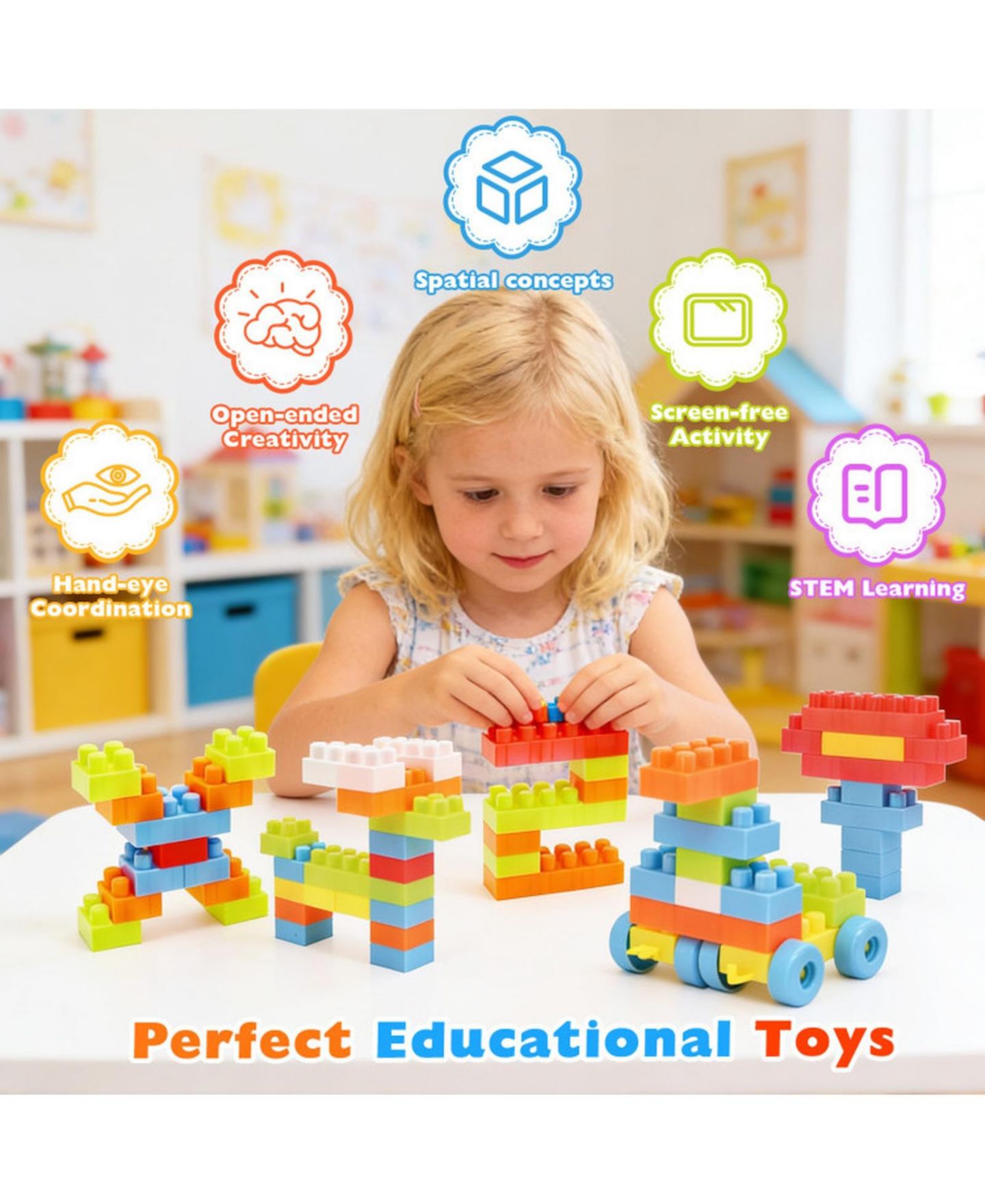 Детские конструкторы SUGIFT Stem Montessori Building Blocks 150-Piece Set, Ages 3+, цвет: Open Miscellaneous — фото 8