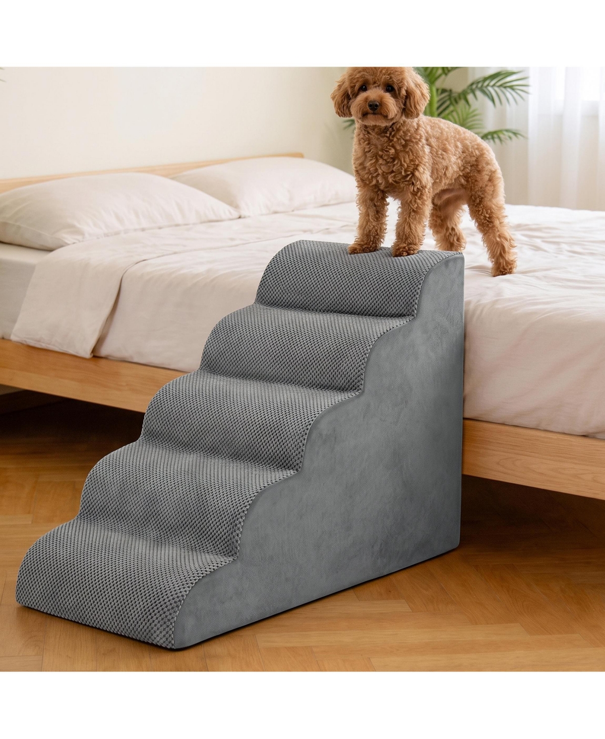 Zeny Staircase ramps designed for small dogs and cats, high-density foam curved pet steps