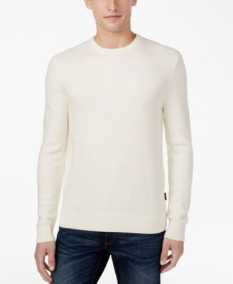 Waffle-Knit Crew-Neck Sweater 