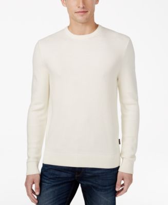 Michael Kors Men's Waffle-Knit Crew-Neck Sweater - Macy's