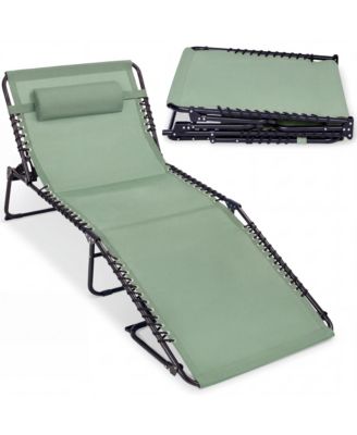 Extra Wide Patio Chaise Lounge Chair, Portable Folding Recliner w/ 8 Positions