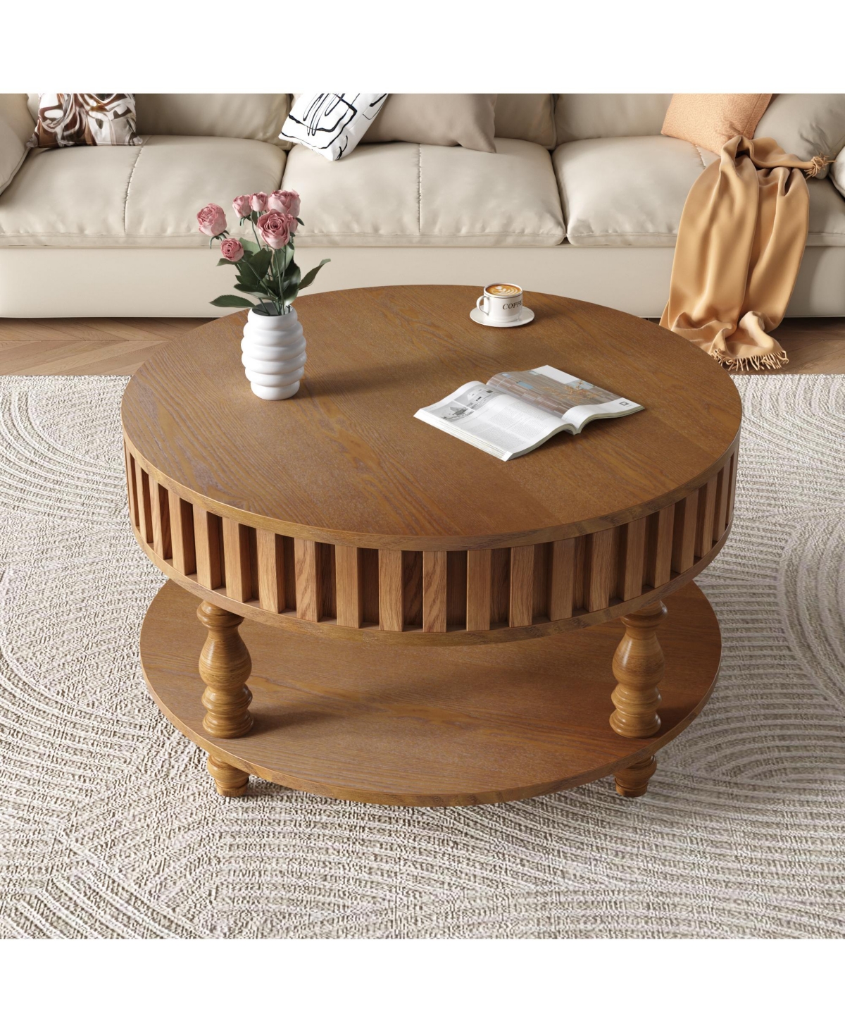 Flynama 31.5" Flip-Top Farmhouse Coffee Table