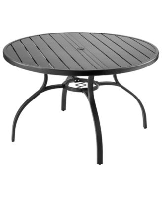  Round Metal Patio Table with Umbrella Hole for Garden and Porch