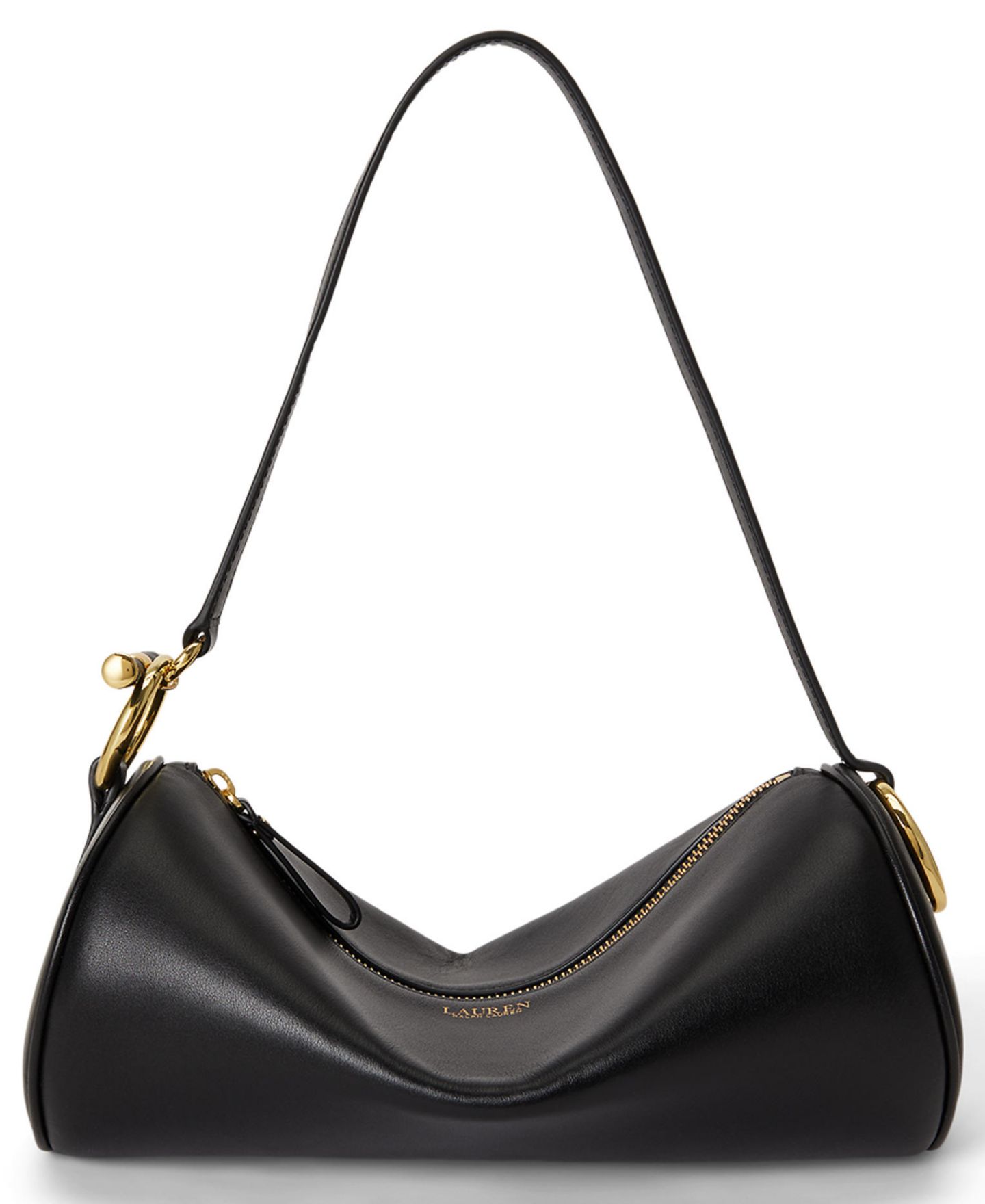 Женская сумка Lauren Ralph Lauren Blaike Leather Small Barrel, цвет: Чёрный — фото 1