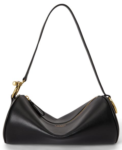 Женская сумка Lauren Ralph Lauren Blaike Leather Small Barrel, цвет: Чёрный