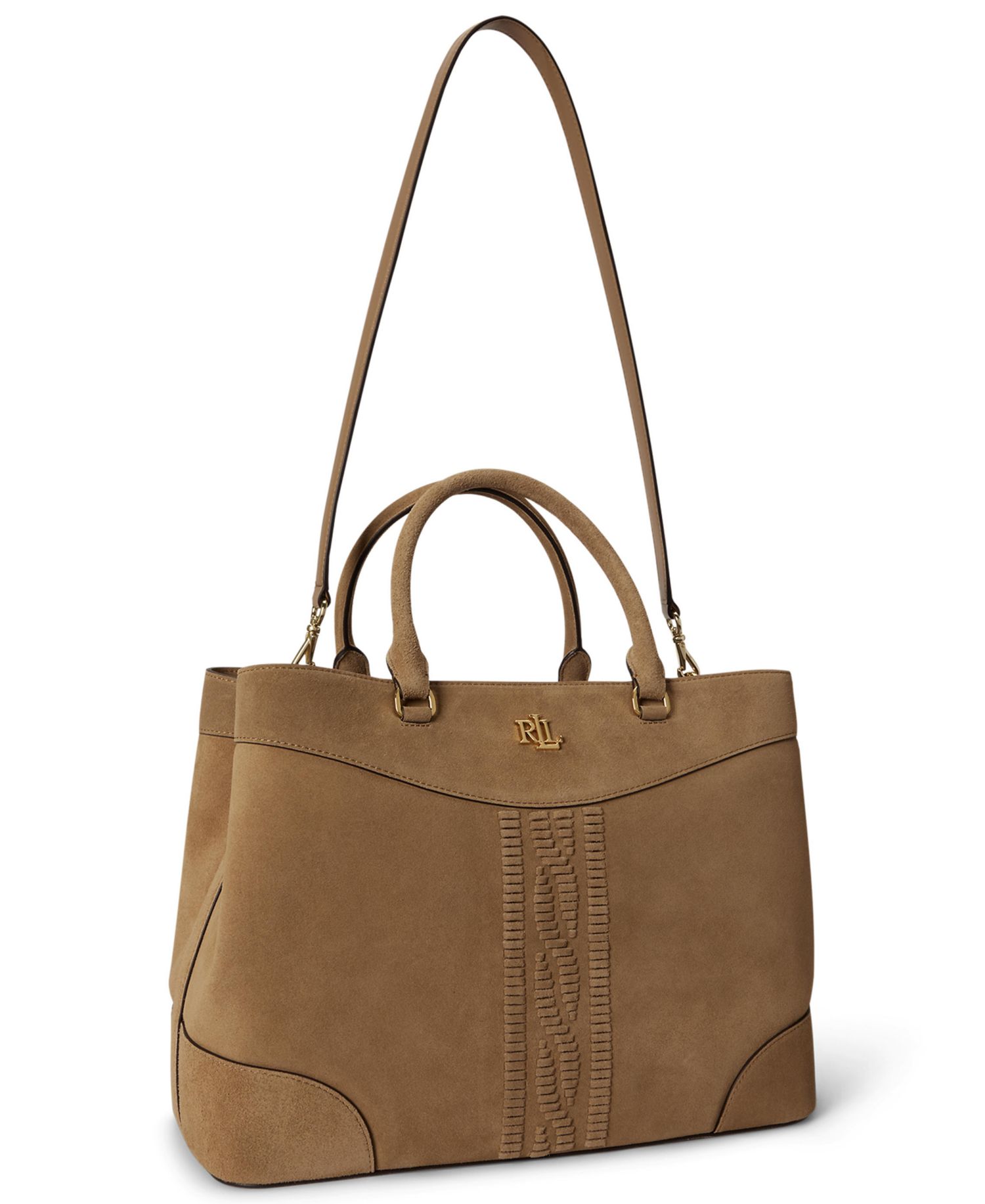 Marcy Suede Cable-Embossed Large Satchel Bag