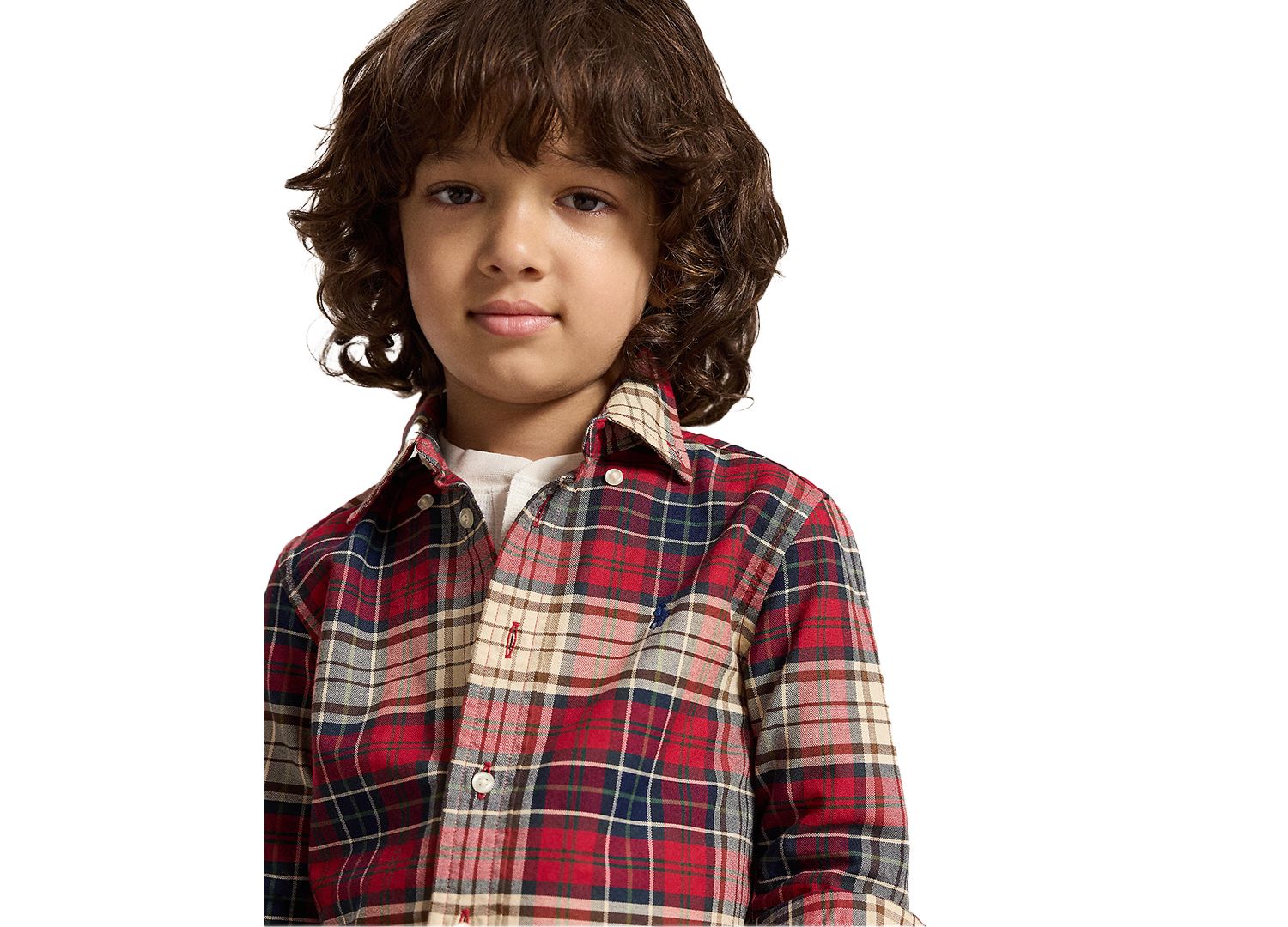 Boys' 2T-7 Plaid Cotton Oxford Shirt