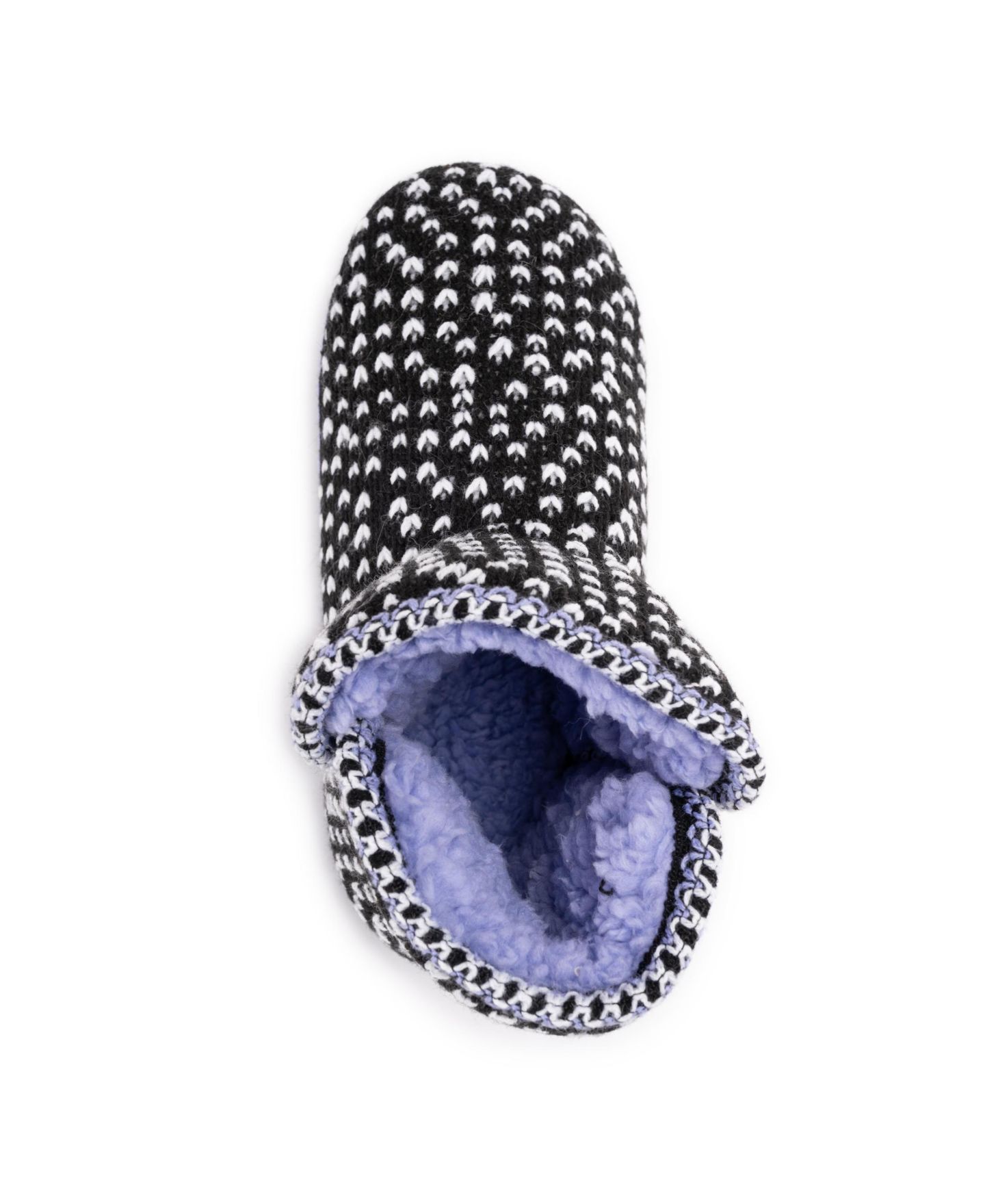 Женские тапочки MUK LUKS Leigh Bootie Slippers, цвет: Чёрный / Белый — фото 8