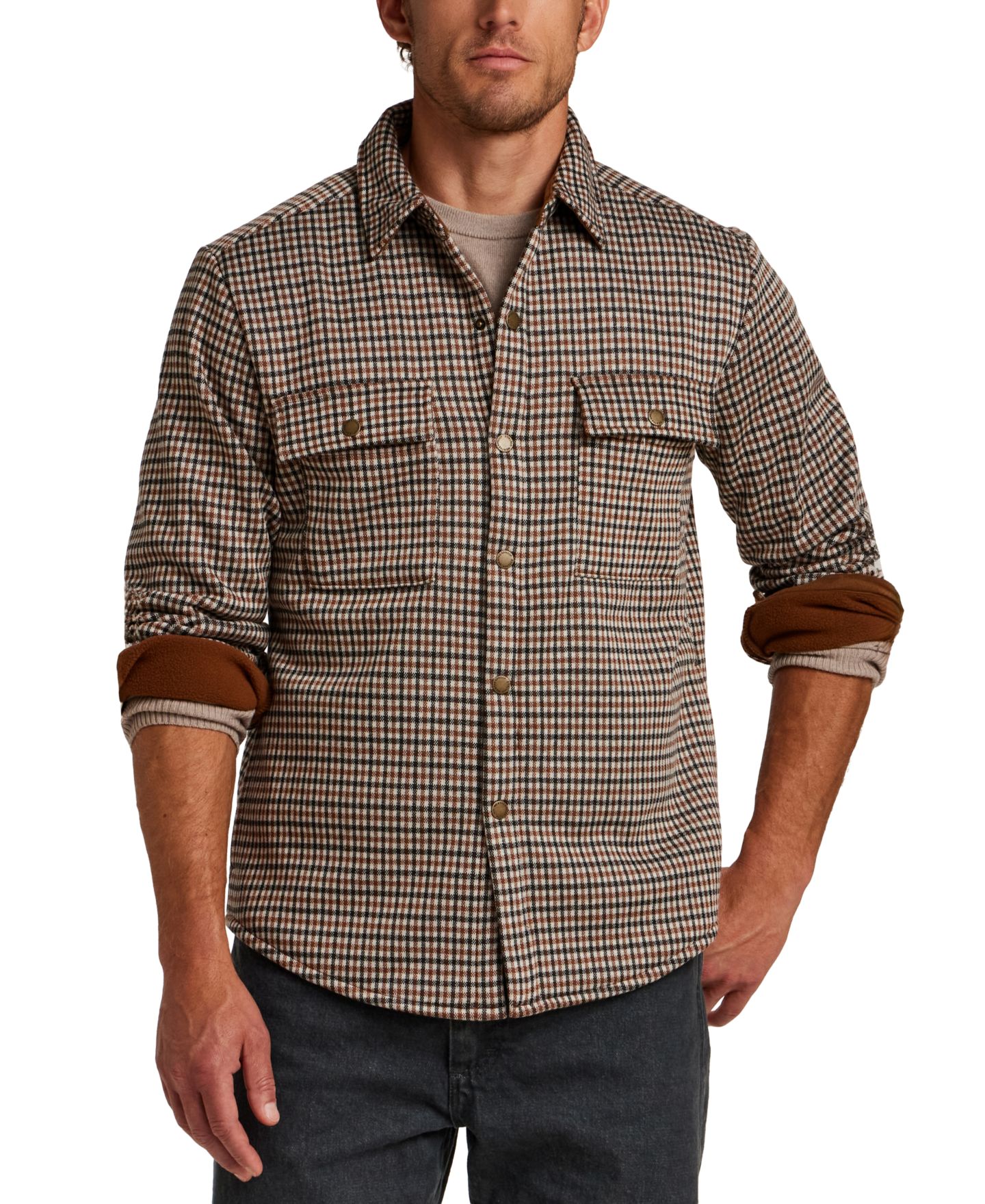 Мужская куртка Weatherproof Vintage Vintage Knit Check Shirt Jacket, цвет: Каштановый — фото 6