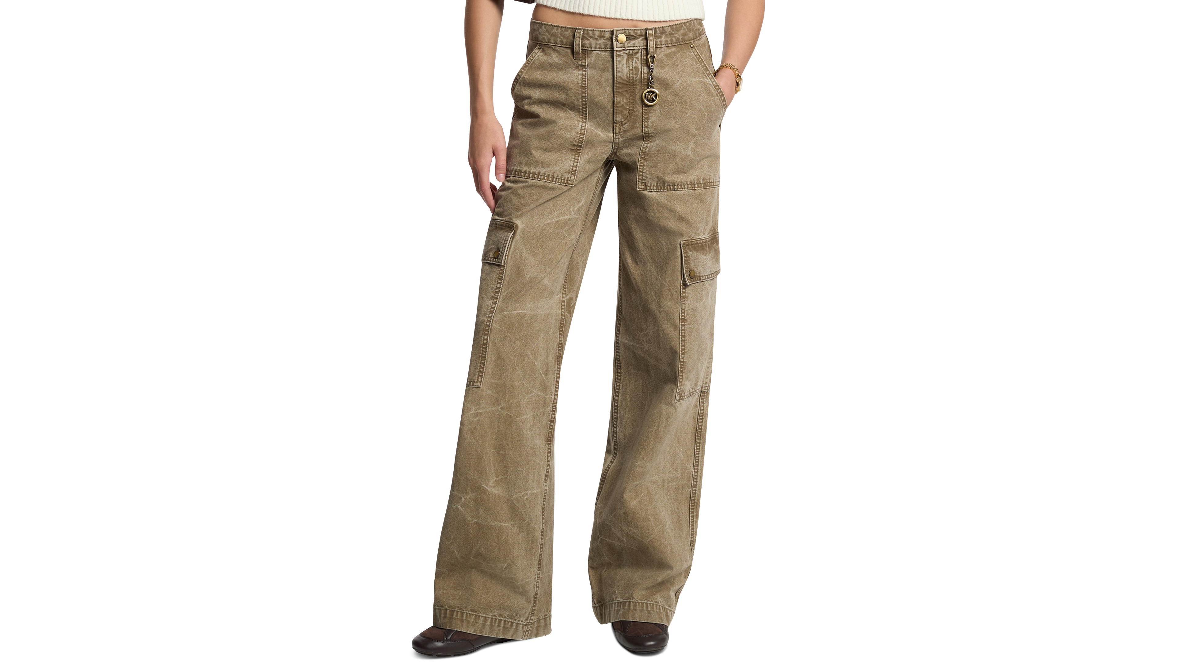 Michael Kors Women's High-Rise Wide-Leg Cargo Pants
