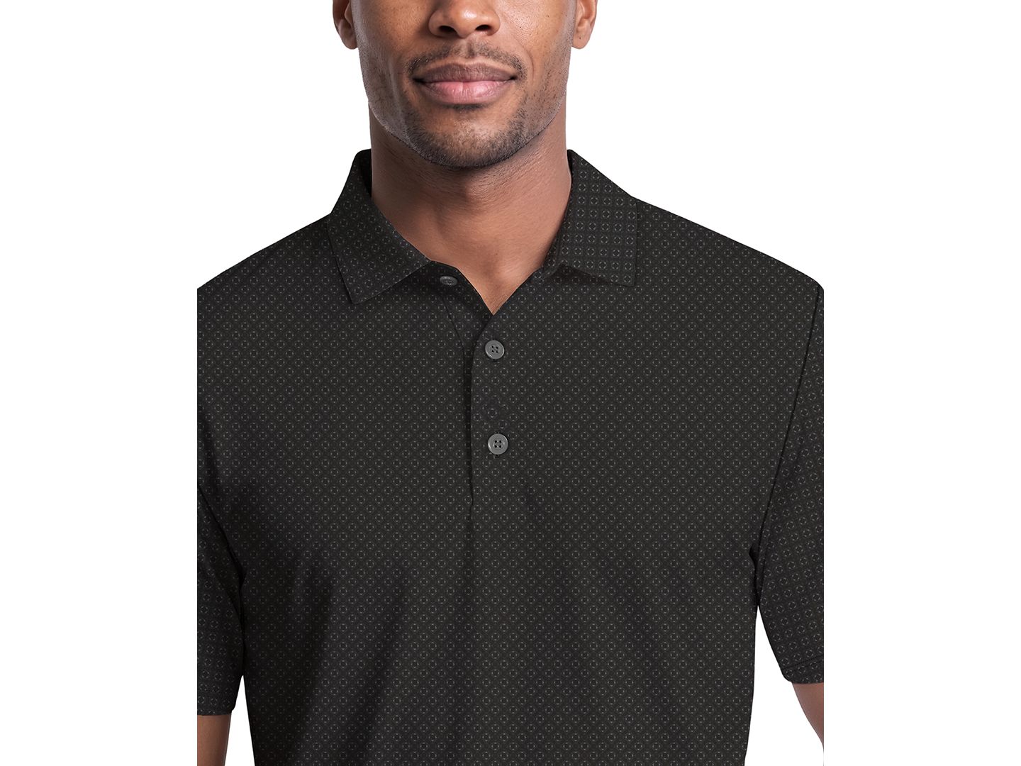 Мужское поло PGA TOUR Essential Geo Print Golf Polo Shirt, цвет: Caviar — фото 2