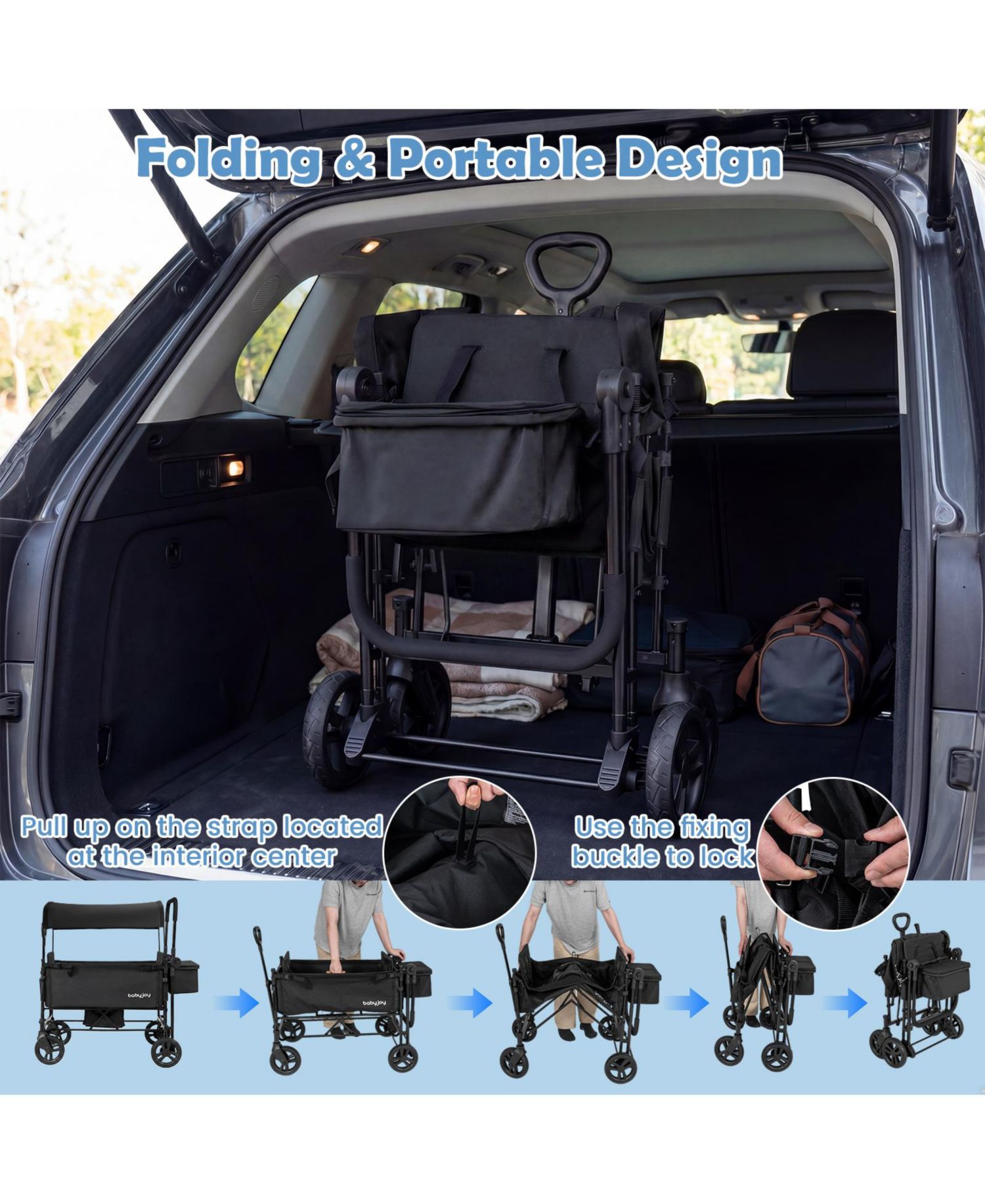 Baby 2 in 1 Baby Stroller Folding High Landscape Pushchair with Bassinet Mode