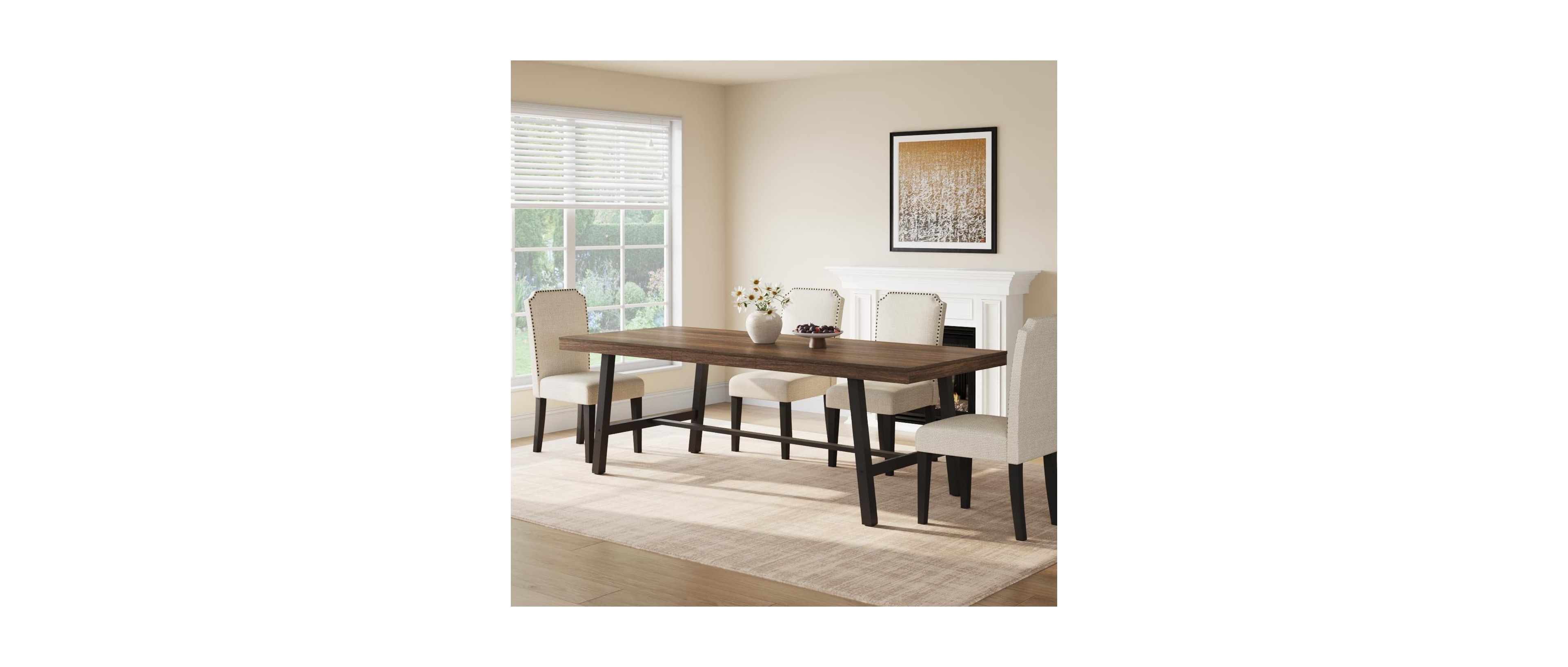 gaomon 86-Inch Industrial Rectangular Dining Table for 8-10 People, Extra Long Kitchen Table with Robust Metal Frame