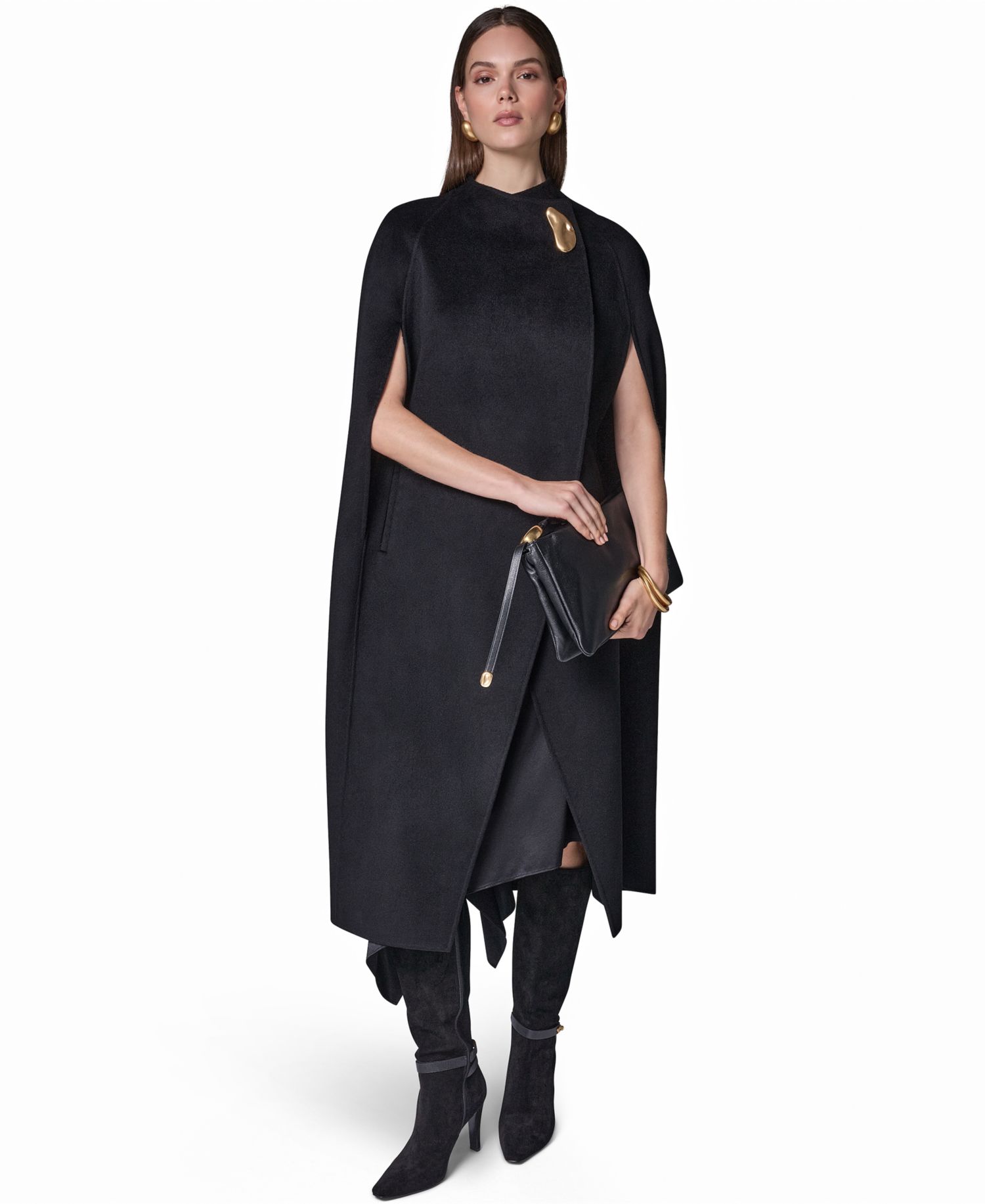 Women's Wool-Blend Maxi Cape Coat
