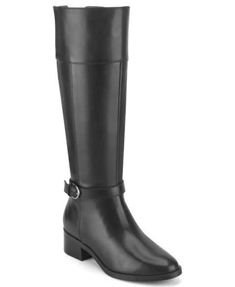 Женские ботинки Rockport Tabbyy Wide-Calf Leather Tall, цвет: Чёрный кожаный