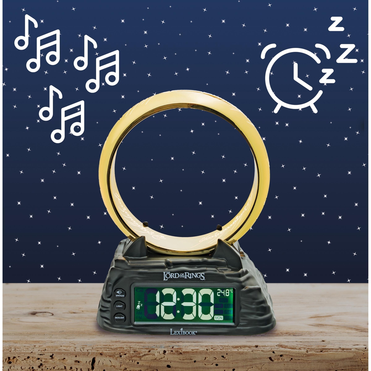 Lexibook Lord of the Rings RL805LR 8.86" One Ring Nightlight Backlit-lcd Alarm Clock