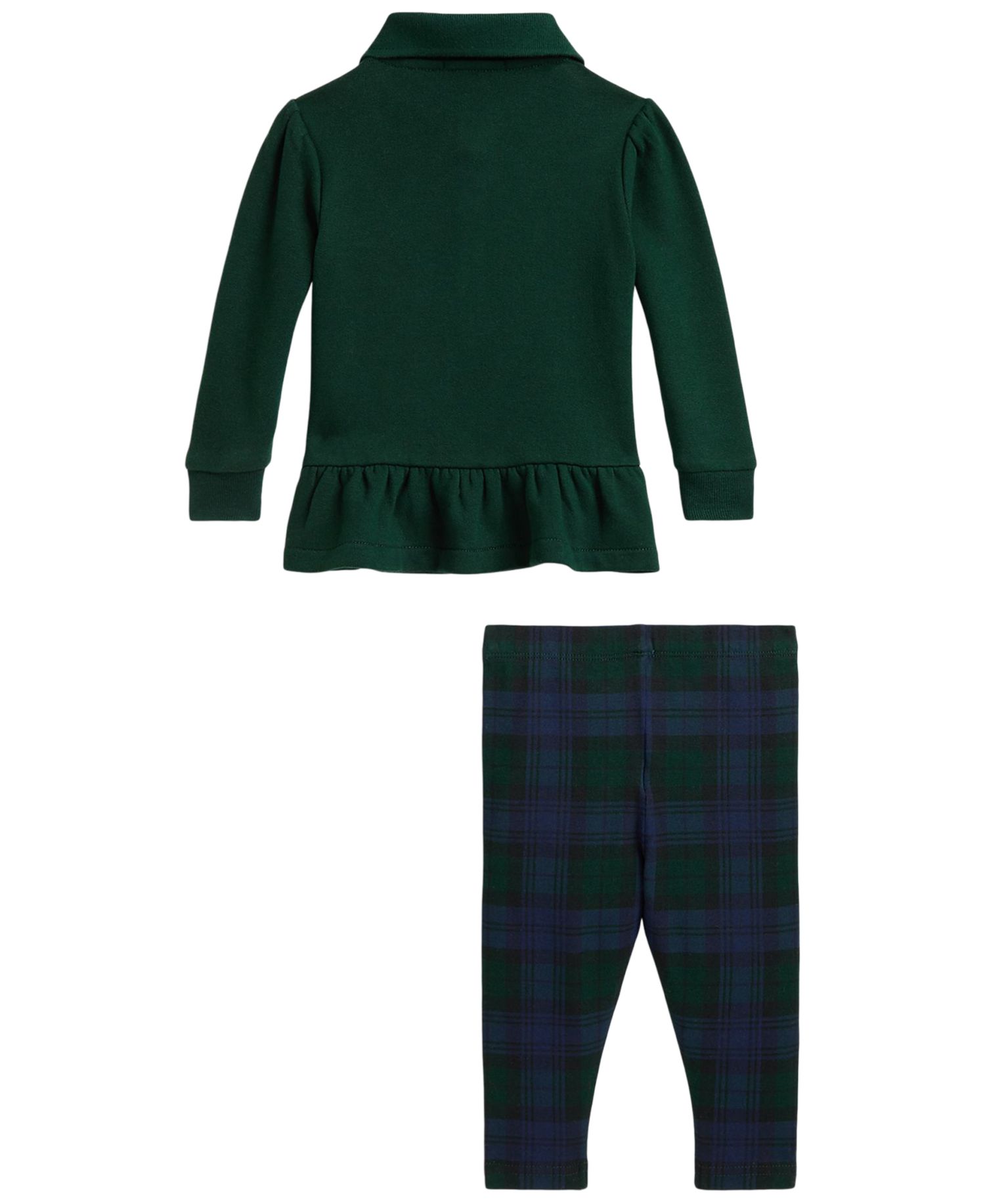 Ralph Lauren Baby Girls' Polo Bear Peplum Top and Plaid Leggings, 2-Piece Set