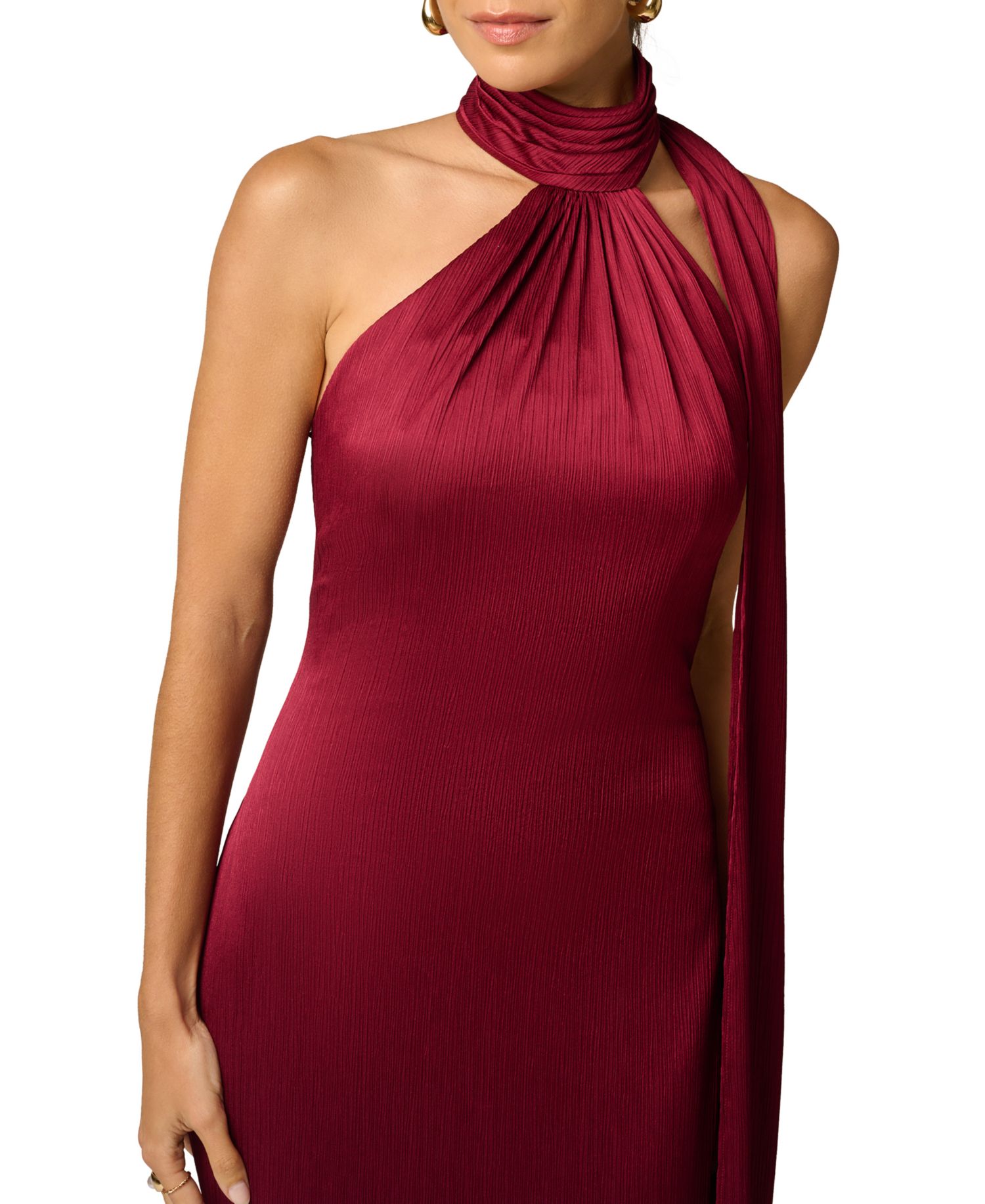 Women's Halter Crinkle-Satin Long Dress