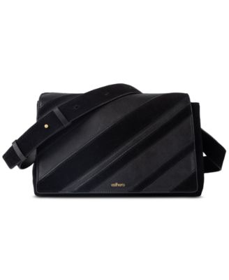 11AM Leather and Suede Adjustable Strap Small Crossbody Handbag