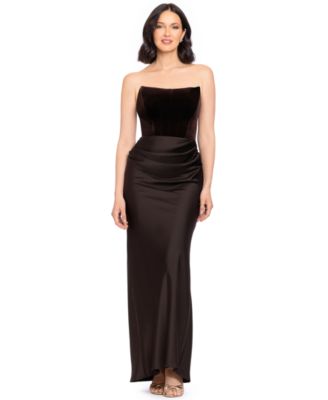 Women's Strapless Velvet Corset Dress