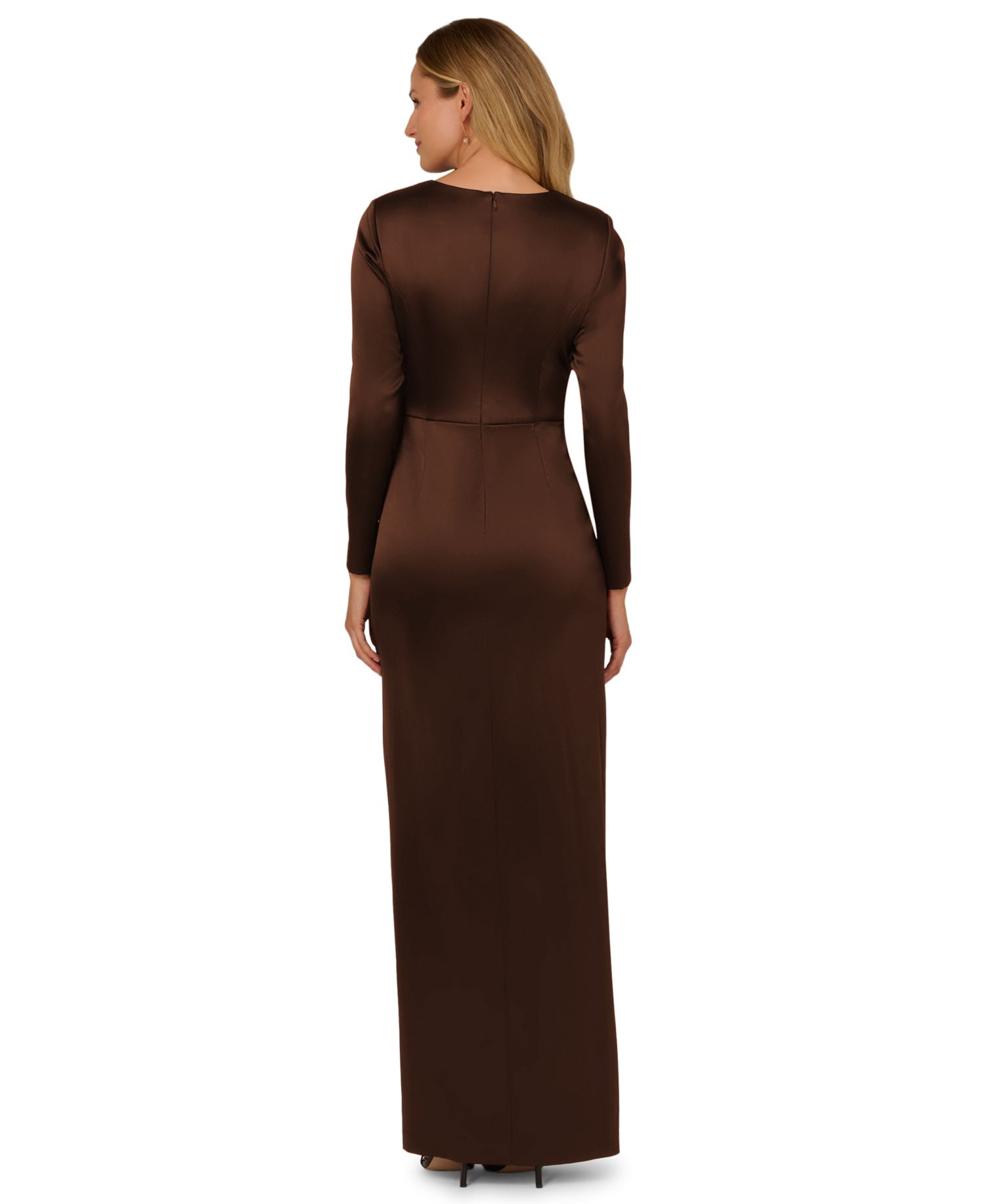 Women's Long-Sleeve Ruffle Bow Boat Neck Dress