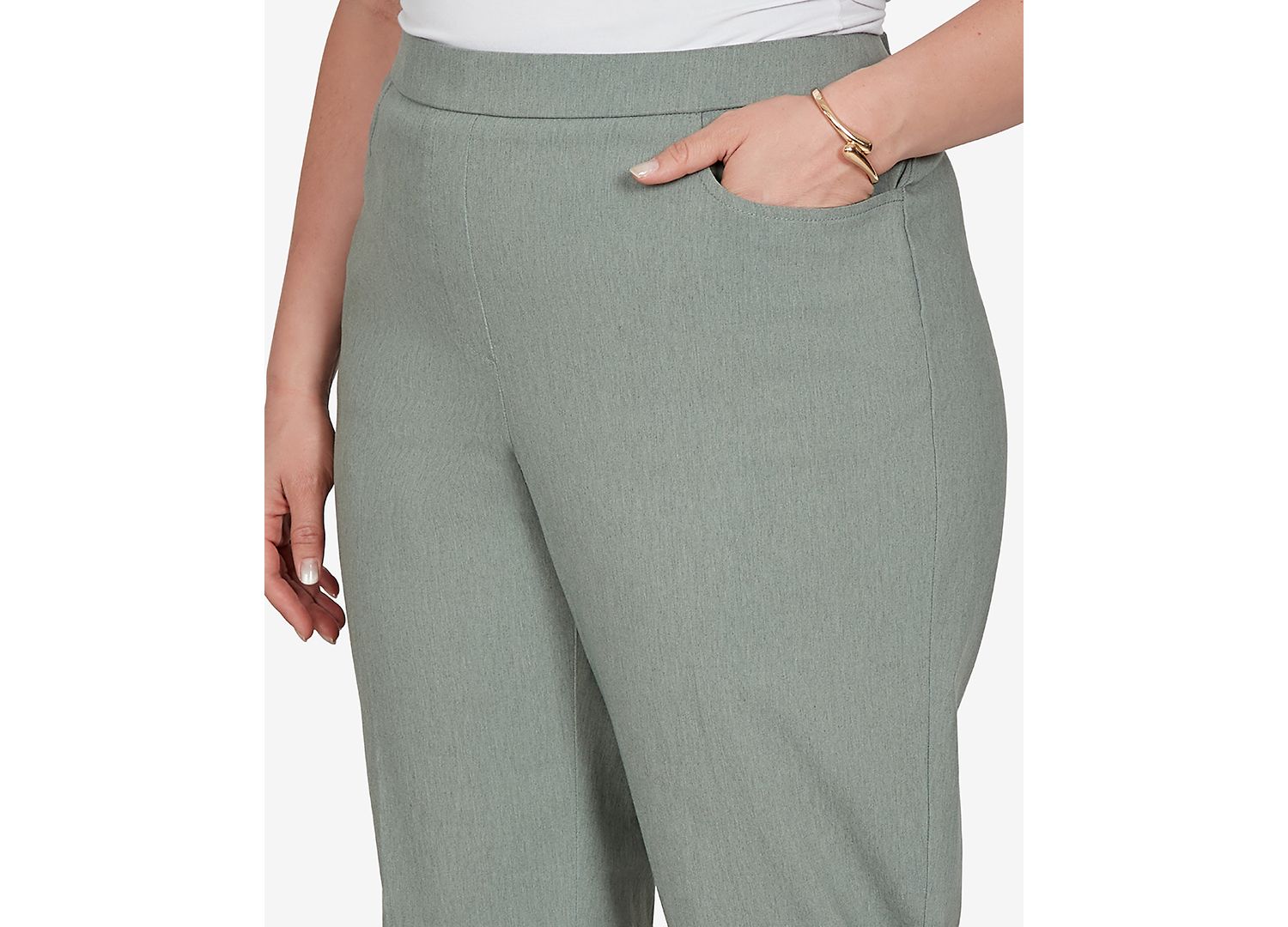 Plus Size Provence Millennium Flat-Front Pull-On Cropped-Ankle Pants